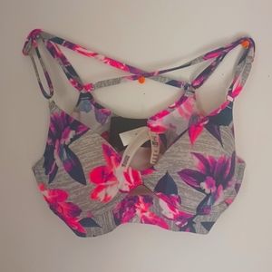 Pink floral push up medium bra